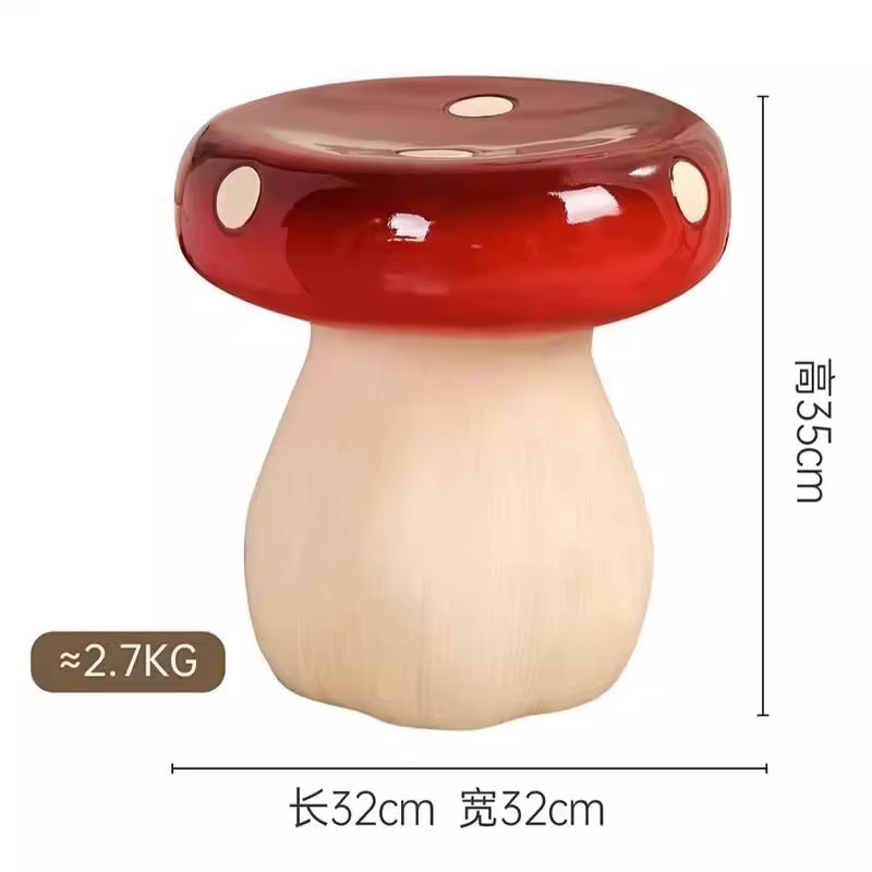 Tabouret champignon rouge en résine, petite Table basse, décoration de salle, tabourets décoratifs m