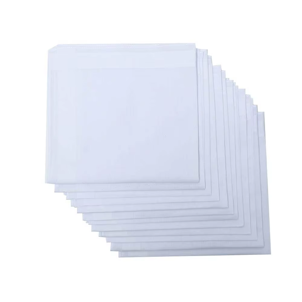 Serviettes carrées en coton blanc 40x40cm, 12 pièces, mouchoir, tissu de service pour dîner, Banquet