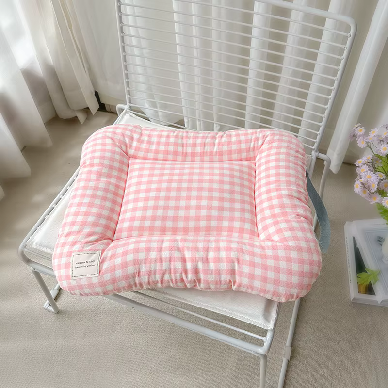 Coussin pour chien et chat à carreaux mignon, tapis chic pour animaux de compagnie, coussin doux rév