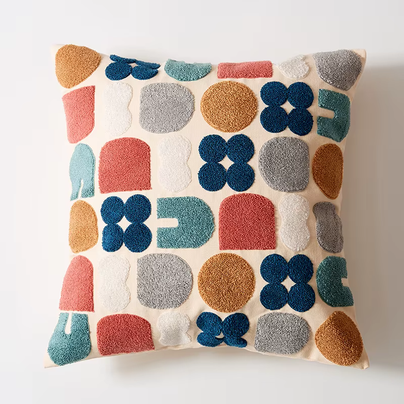 Housse de coussin florale, taie d'oreiller brodée à pois mignons, 45x4 5cm/30x50cm, douce et confort