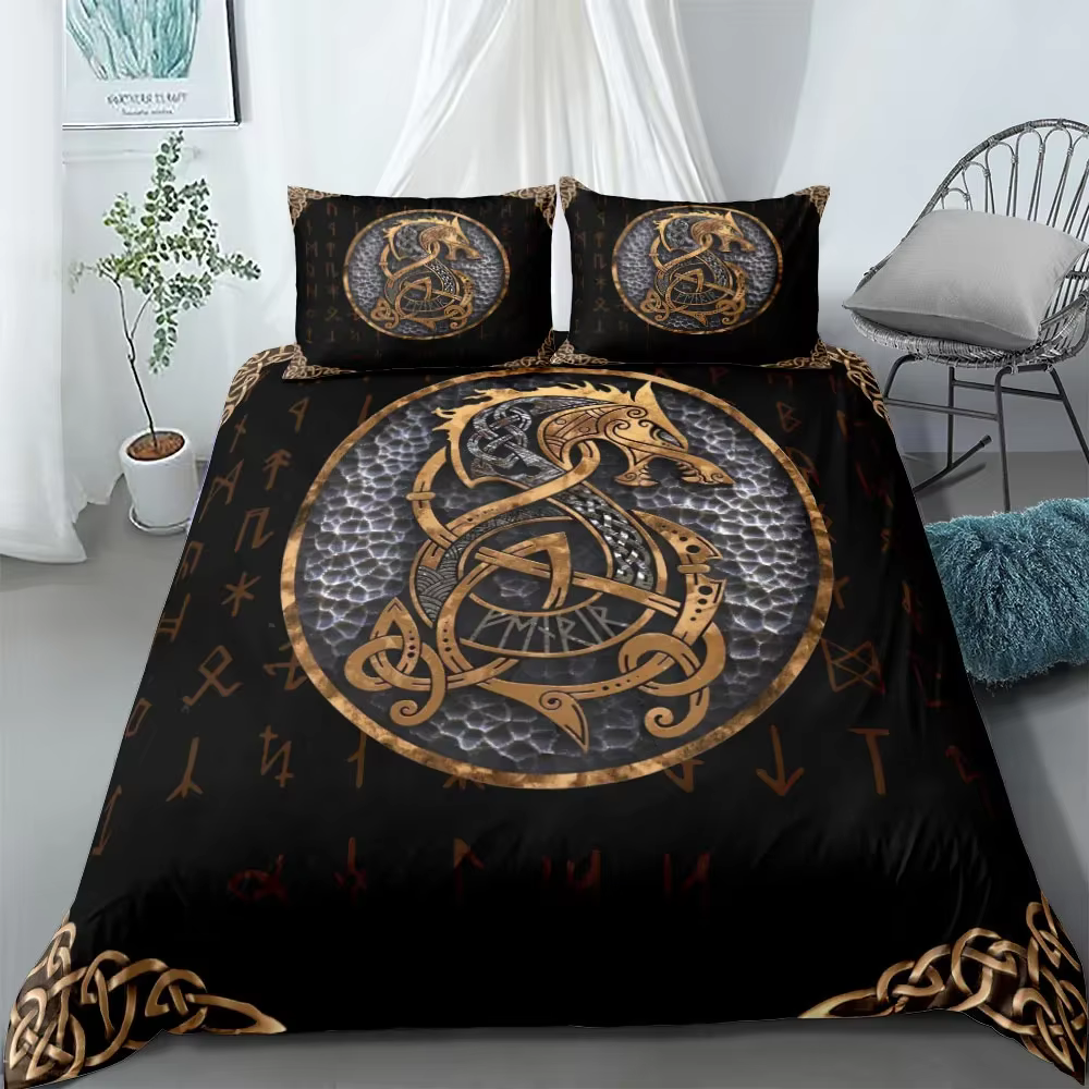 Ensemble de housse de couette Viking Celtic 202 lon, Culture scandinave, Yggdrasil Fenrir, Ensemble 