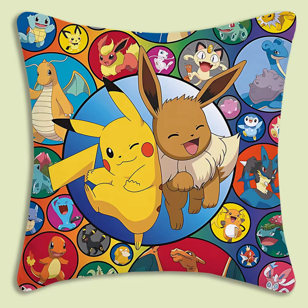 Housse de coussin Anime Pokemon, coussin mignon en peluche courte double face, dessin animé, pour ca