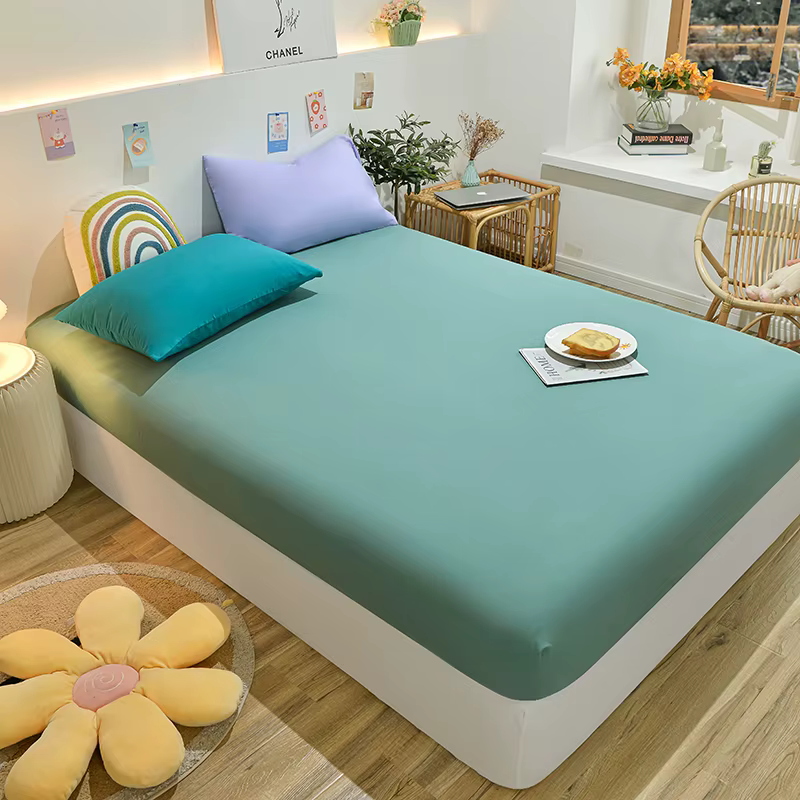 Drap-housse de protection en coton jaune, housse de matelas coordonnante, drap-housse pour lit King 