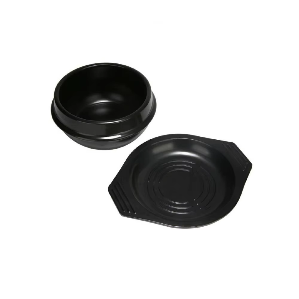 Casserole en argile de 16cm avec plateau, Pot en pierre coréenne résistant à la chaleur, antiadhésif