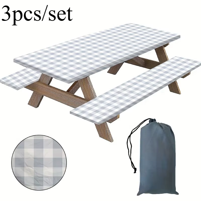 3 pièces/ensemble couverture de nappe à carreaux Durable-Patio extérieur pique-nique jardin Camping 