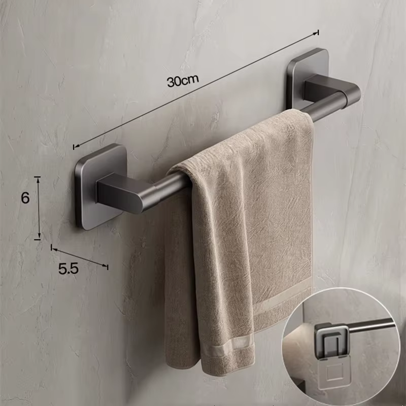 Porte-serviettes de salle de bain, porte-pantoufles sans perçage, étagère murale pour serviettes, ba