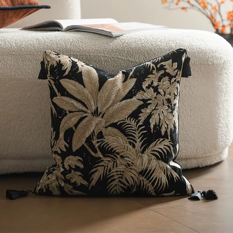 Housse de coussin jacquard léopard moderne rétro, en chenille de luxe, pour canapé, décoration intér