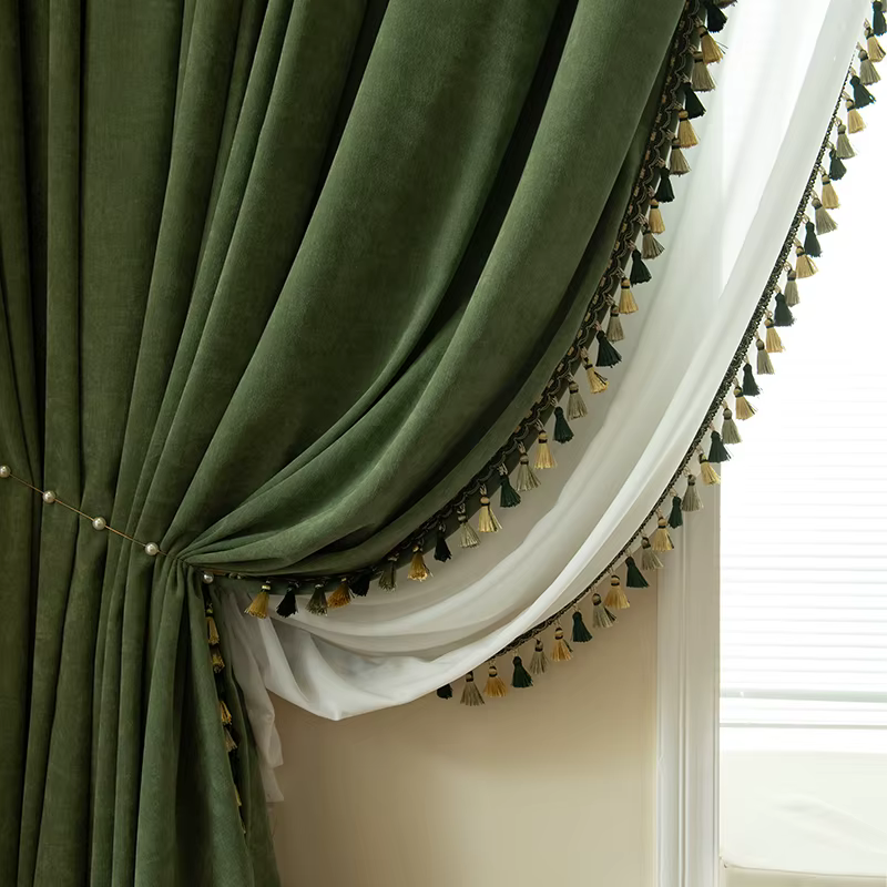Rideaux occultants en chenille pour fenêtre de chambre à coucher, rideau de document solide, rétro a