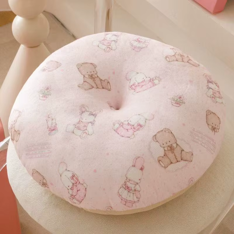 Coussin rond coréen mignon à motif de dessin animé, toutes saisons, pour le confort des longues péri