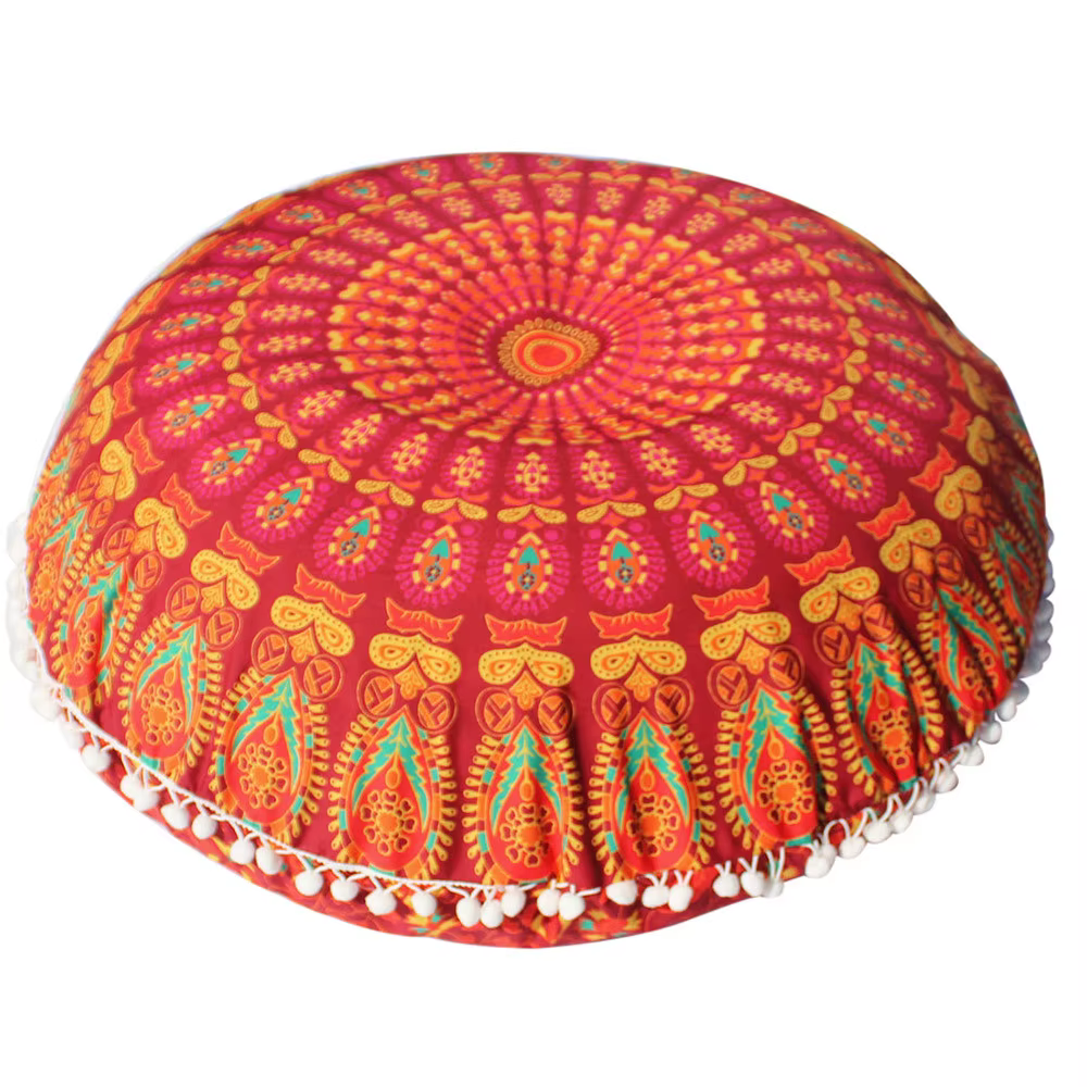 Taie d'oreiller à motif rond de 80CM, housse de coussin bohème, coussin de sol imprimé, pour maison,