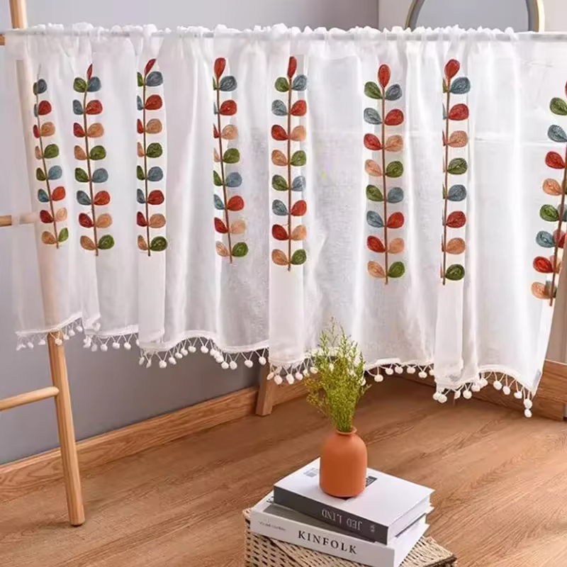 Rideaux de café courts de pays américain, pour salon, salle à manger, chambre à coucher, demi-rideau