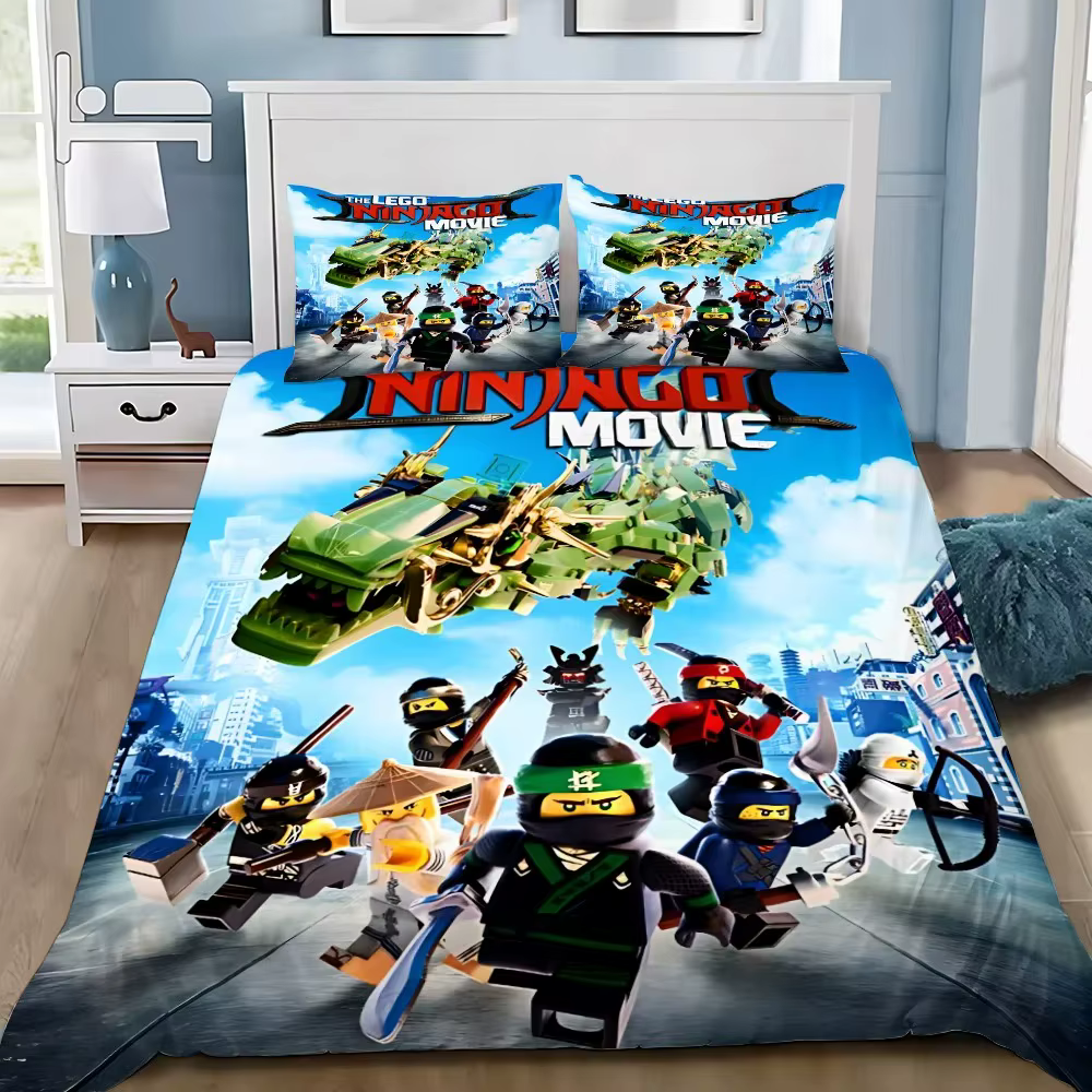 Housse de couette et taie d'oreiller à thème dessin animé, ensemble de literie pour chambre d'enfant