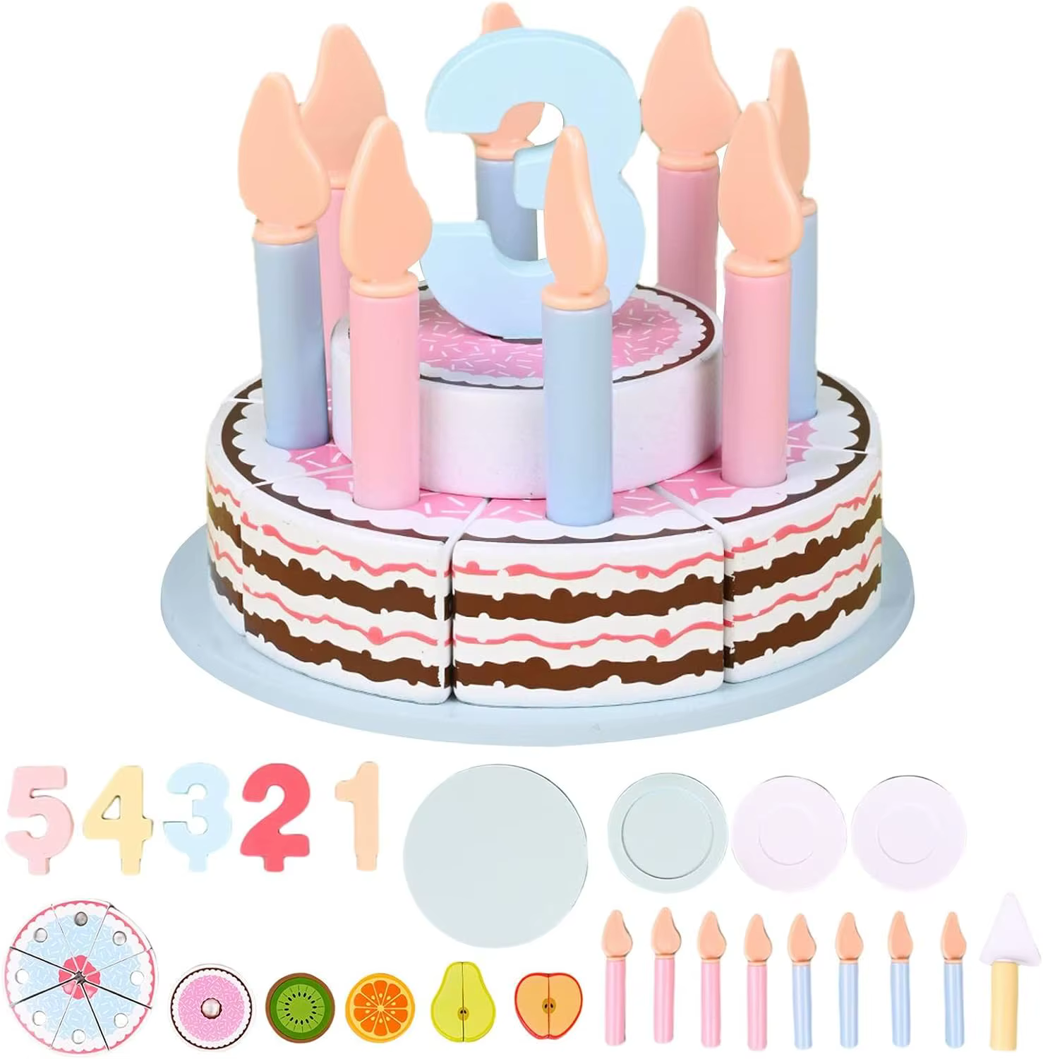 Jouets à gâteaux en bois, ensemble de jeu de cuisine, Kit de simulation de nourriture, ensemble de d