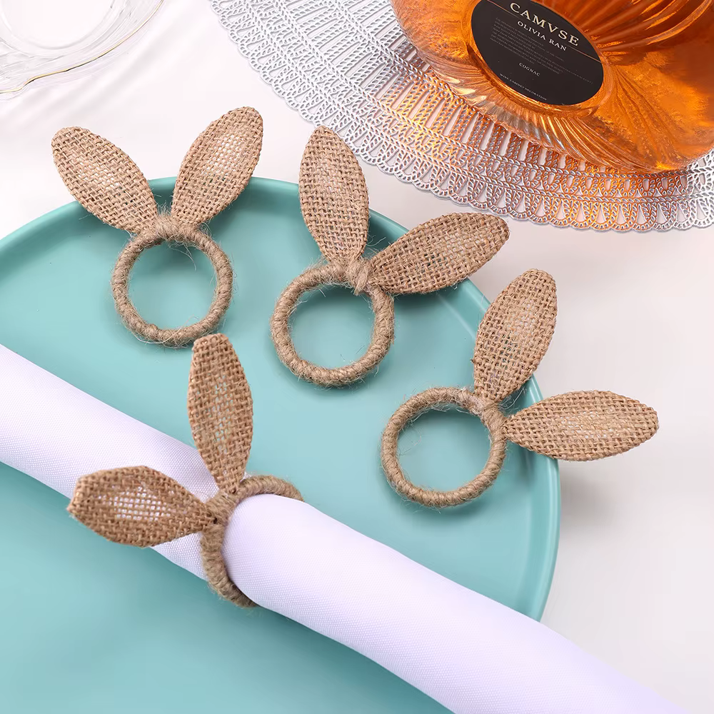 Anneaux de serviette en forme de lapin de Pâques, porte-serviettes en forme d'oreille de lapin de Pâ