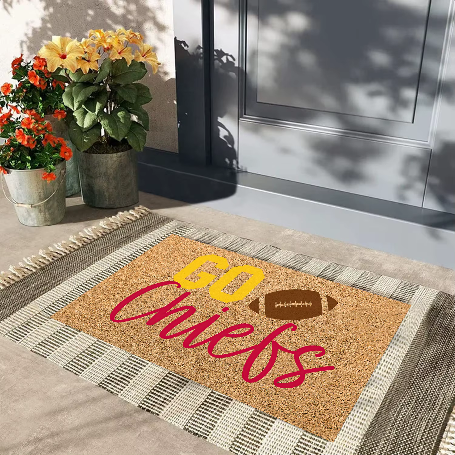 Tapis de porte de Football personnalisé avec nom de l'équipe, tapis de bienvenue pour fans de sport,