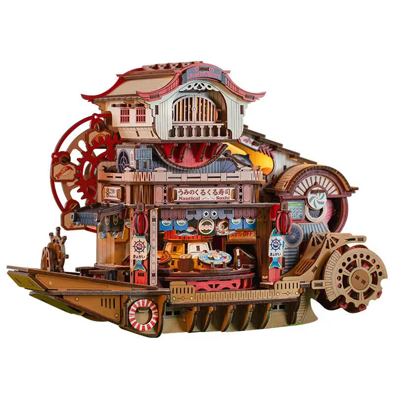 Ensemble de meubles miniatures nautiques en bois à monter soi-même avec éclairage LED pour les amate