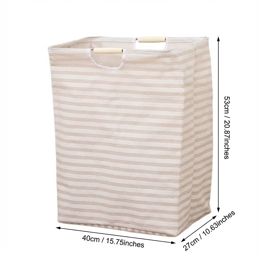 Panier à linge pliable en coton et lin avec poignées pour chambre à coucher, salle de bain, rangemen