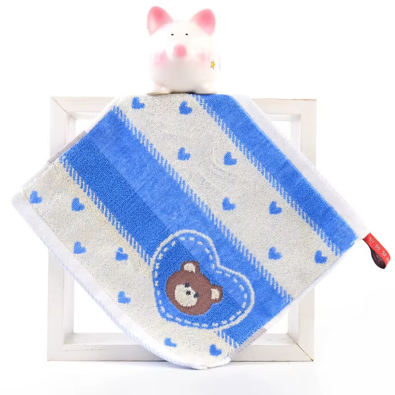 1 pièce, serviette de toilette carrée en coton 25x25cm, motif bateau de dessin animé, avec boucle, p