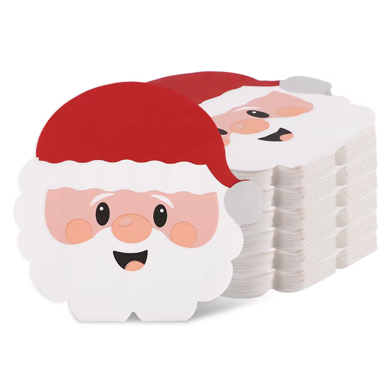 Serviettes en papier jetables de noël, 24/48 pièces, mouchoirs de père noël de dessin animé, décorat