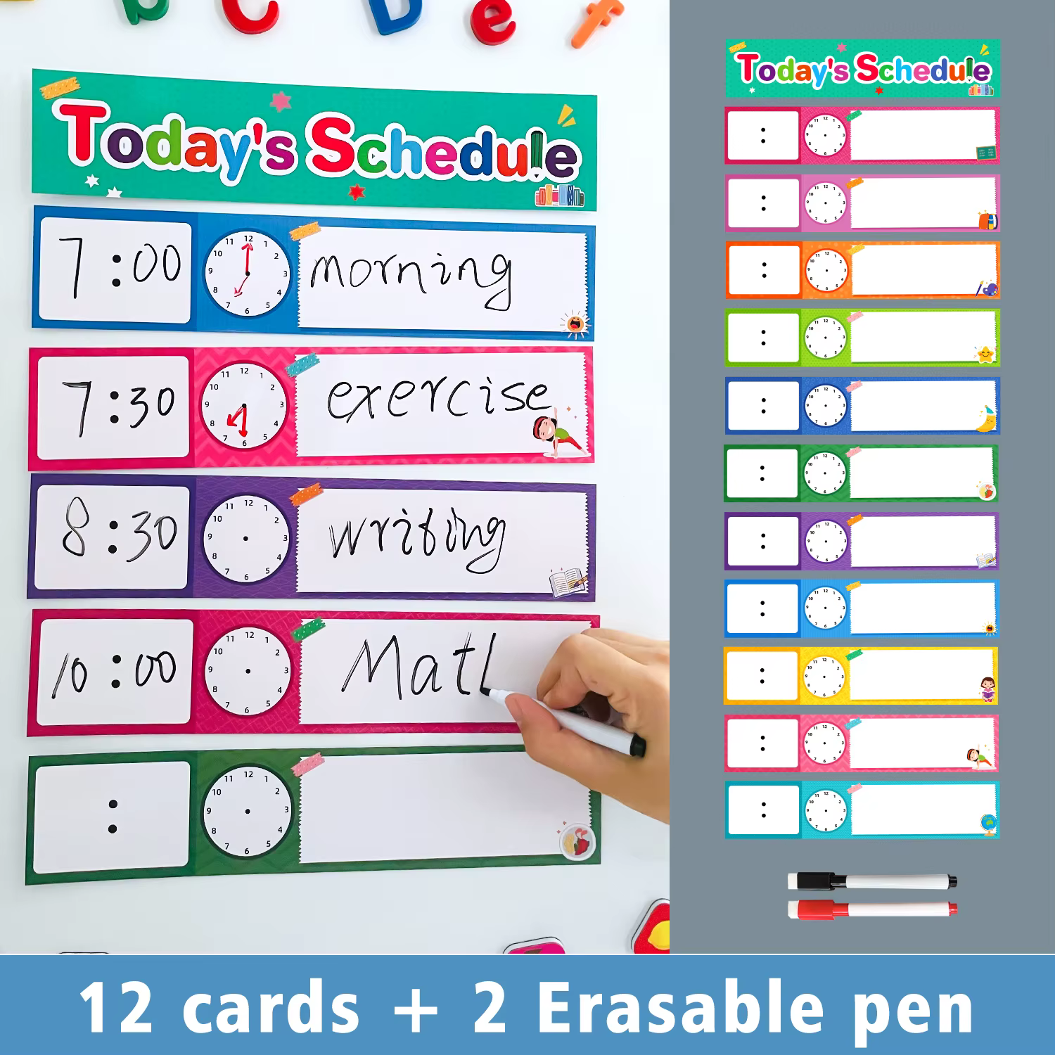 Calendrier visuel bricolage pour les tout-petits, cartes de calendrier des routines quotidiennes, dé