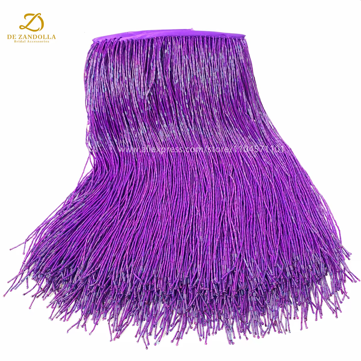 Garniture à franges en perles violettes, vertes et rouges, 20cm de long, pour sacs de mariage, ridea
