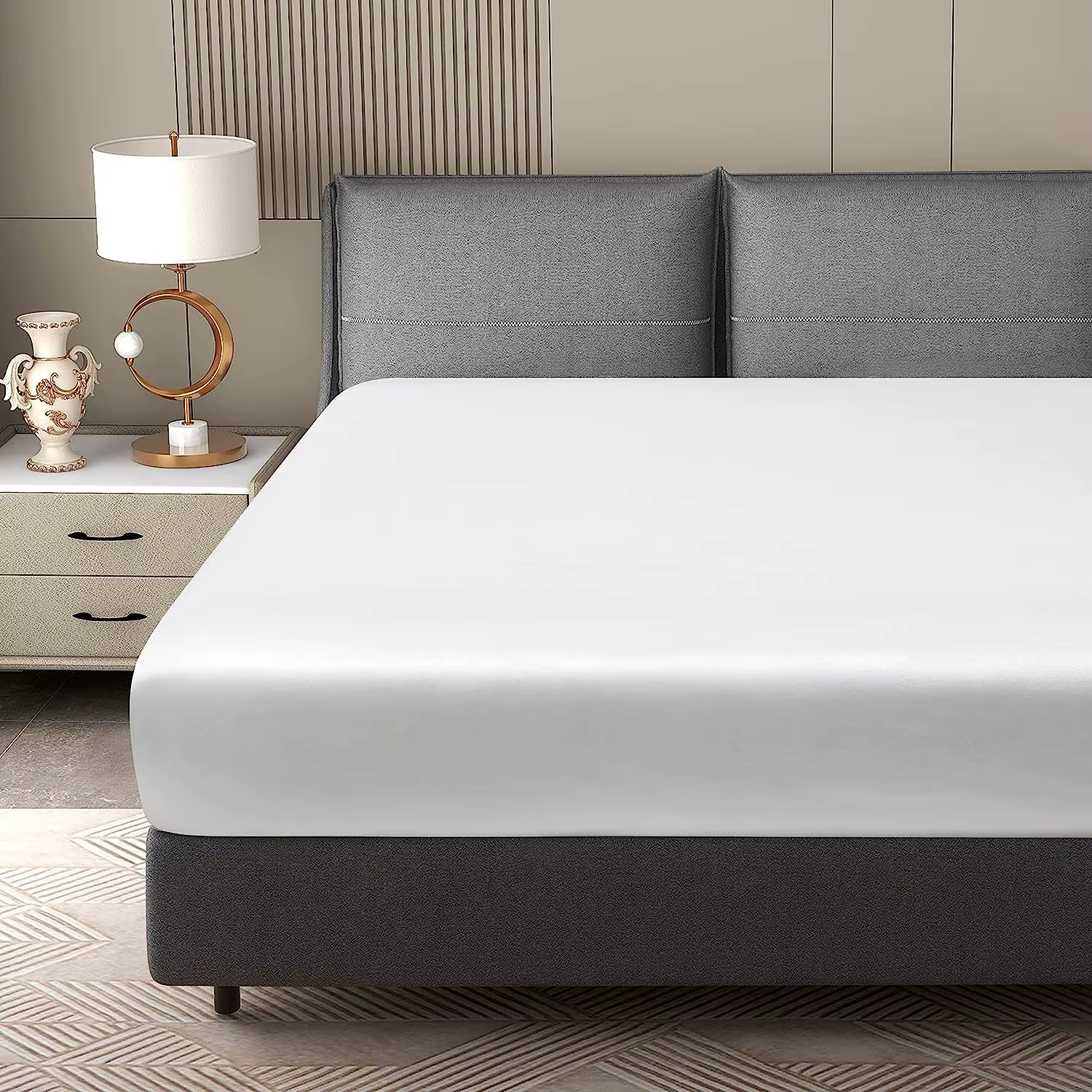 Drap-housse en satin, draps de lit, classique, luxe, soyeux, doux, solide, document, 1 pièce