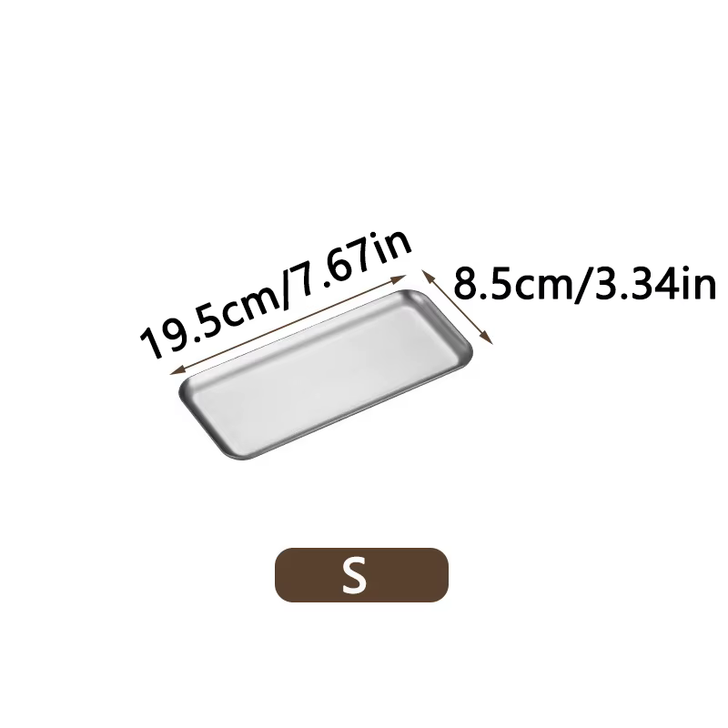 Plateaux de rangement pour aliments de cuisine, plateau rectangulaire en acier inoxydable, assiette 