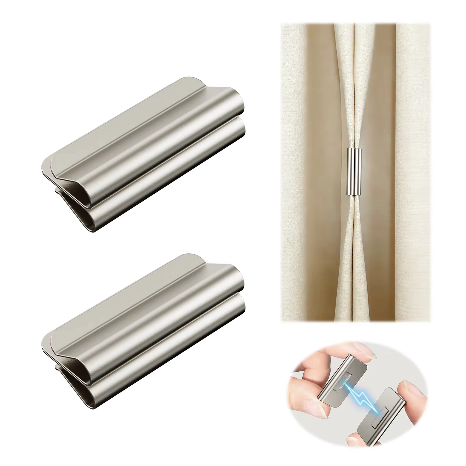 2/4 paires de clips magnétiques puissants pour rideaux, pour empêcher la fuite de lumière et mainten