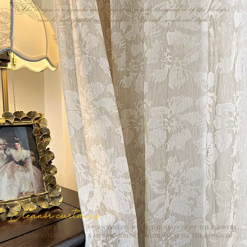 Nouveau Rideaux transparents pour salon salle à manger chambre taille personnalisée français coton e
