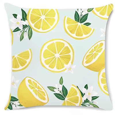 Juste de coussin série fruits citron 45x45 cm, taie décorative pour canapé salon, décoration de la m