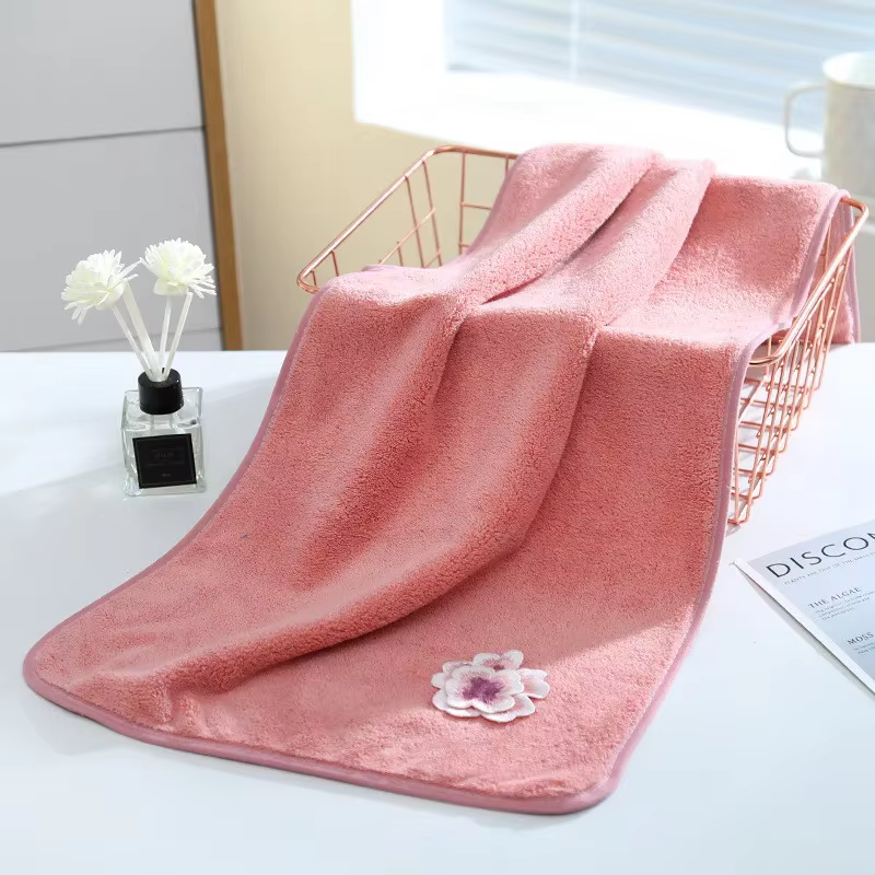 Serviette à main brodée de fleurs 3D, 35x75cm, 1 pièce, en molleton de corail, pour la maison, la sa