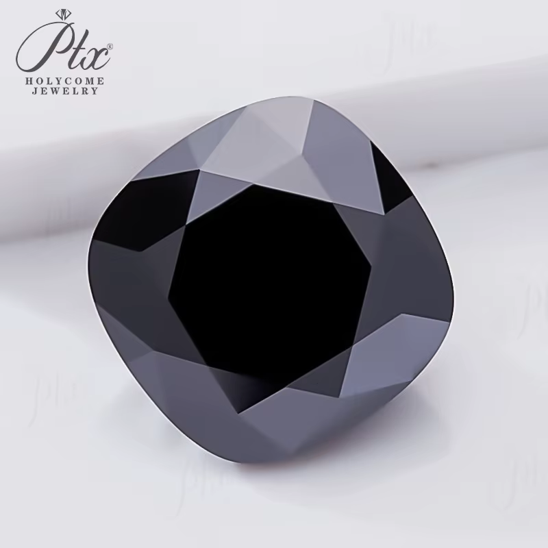 Diamant Moissanite Noir Taille Coussin avec Certificat GRA, Pierres et Perles pour la Fabrication de