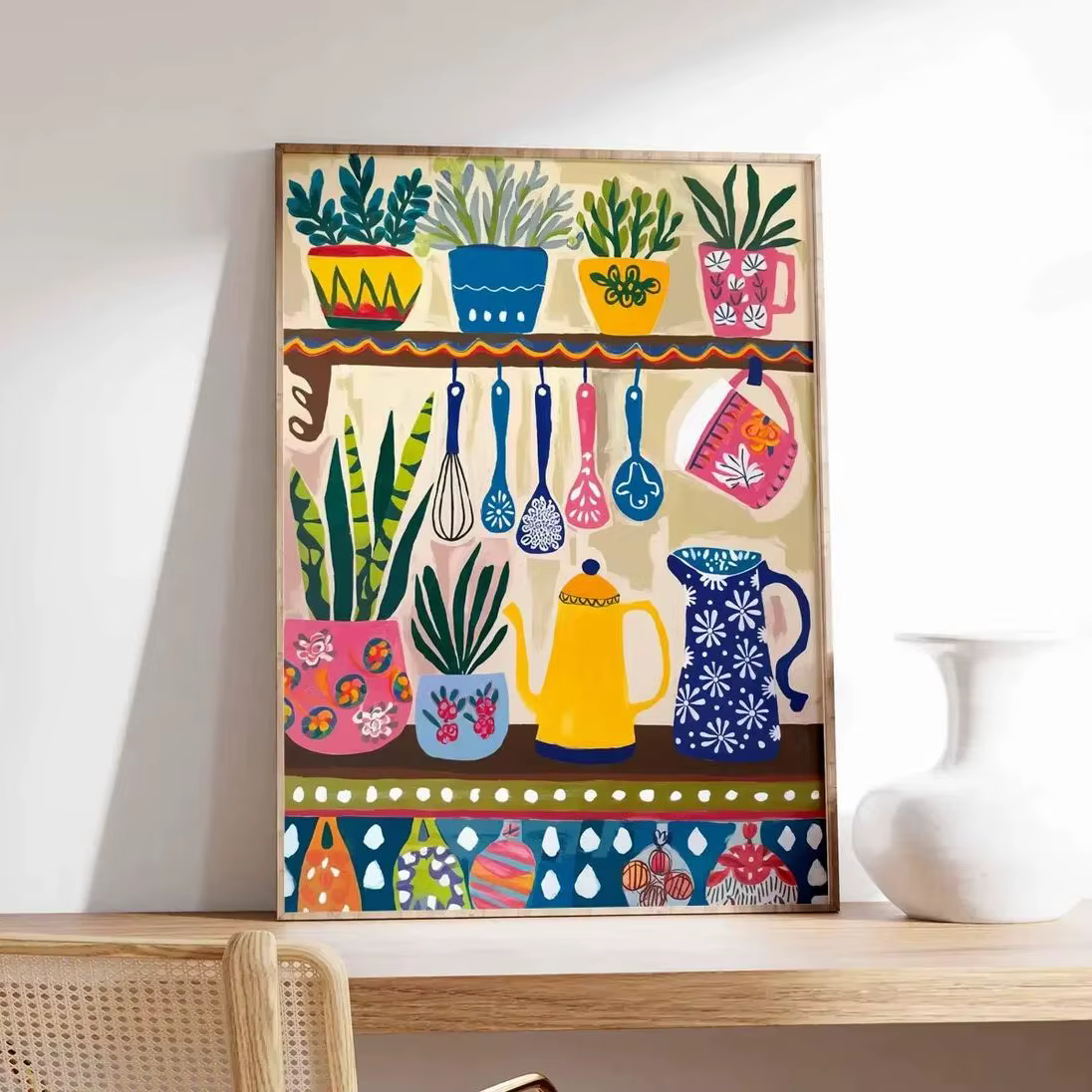 Décoration murale colorée pour cuisine, affiche florale, décoration bohème scandinave, affiche de cu