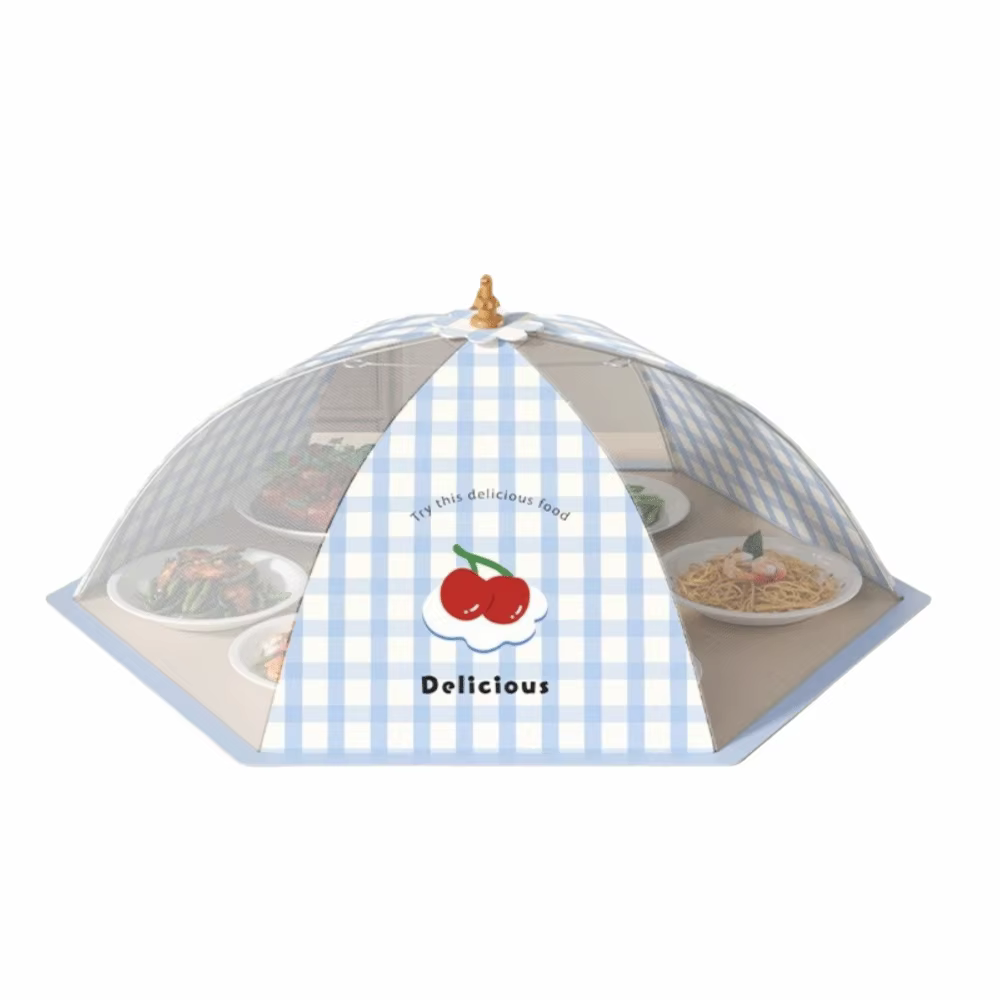 Couverture anti-poussière de cuisine à imprimé dessin animé, pliable, anti-mouches, protection alime