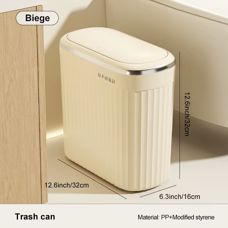 Poubelle esthétique sans couture Uforu – Utilisation en salle de bain épaissie avec couvercle silenc