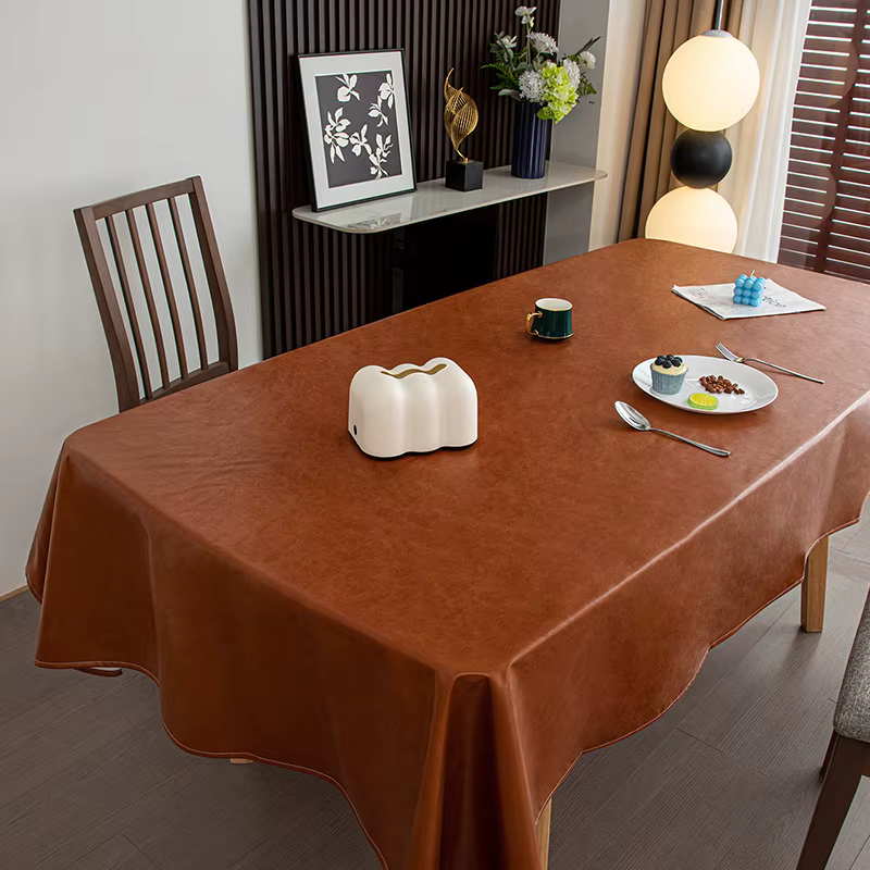 Nappe rectangulaire en cuir ciré à l'huile, pour Banquet, hôtel, tapis de dîner doux et lavable pour
