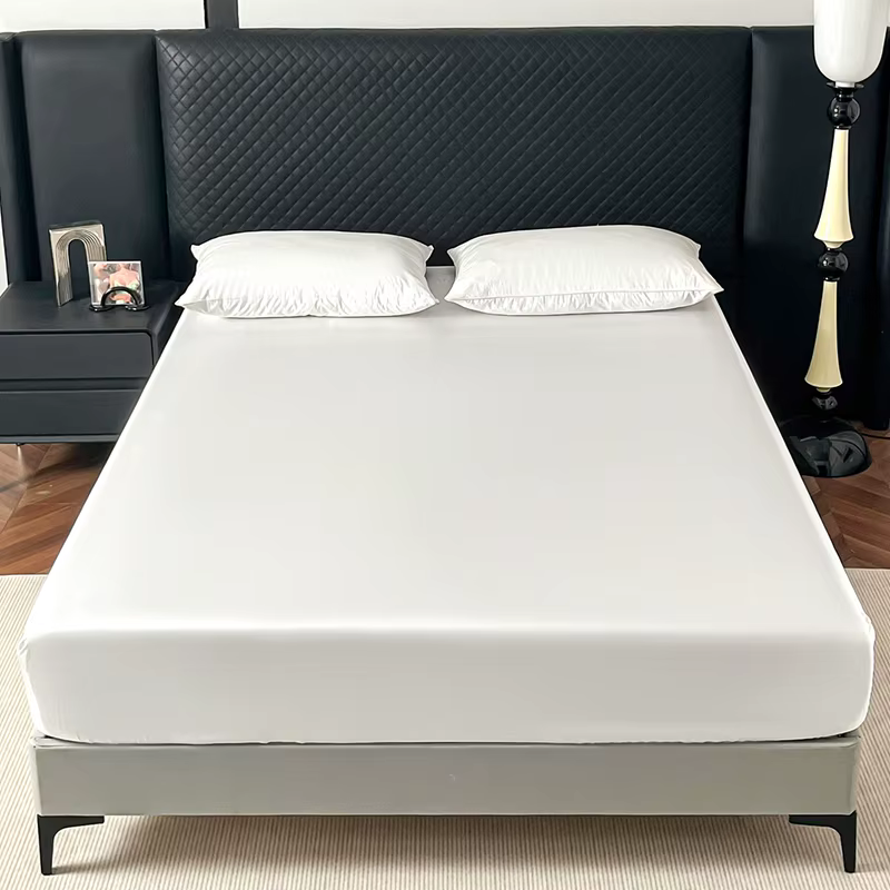 Drap-housse élastique en Satin, housse de matelas solide, drap de lit à 360 bandes pour Couple simpl