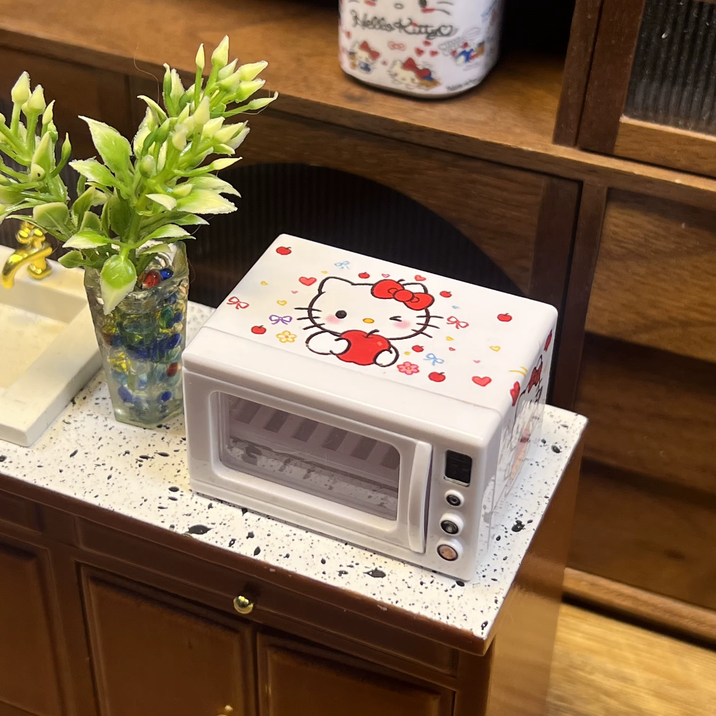 Mini four à micro-ondes Hello Kitty, modèle d'appareil de cuisine de simulation, meubles de maison d