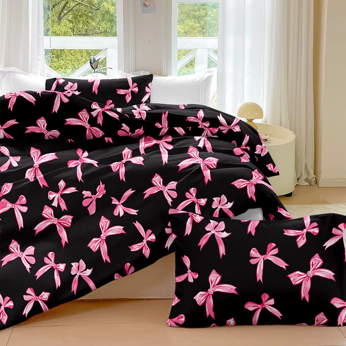 Ensemble de housse de couette à imprimé à carreaux (1 housse de couette et 2 taies d'oreiller) doux 