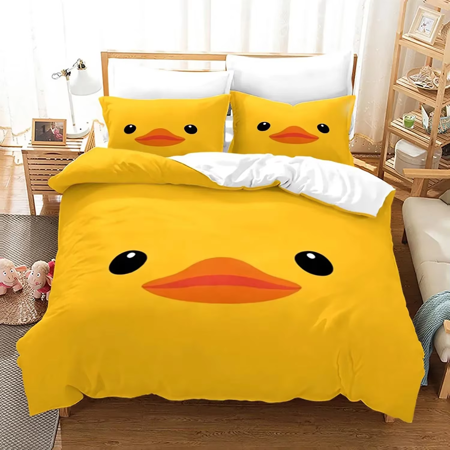 Parure de lit canard jaune, ensemble de literie simple, double, Queen, King Size, petit canard, pour