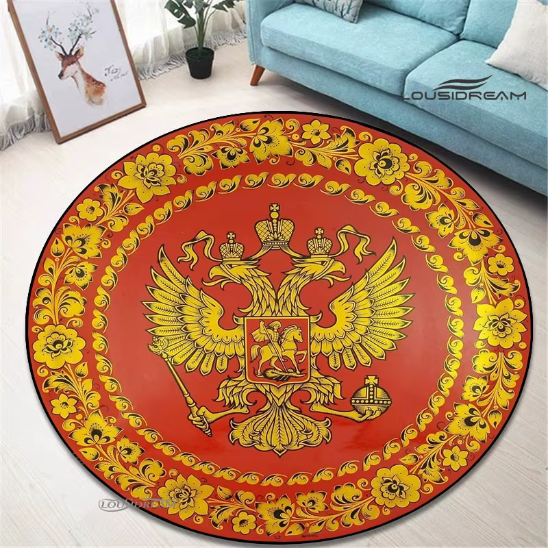 Tapis rond aigle à Double tête, pour salon, chambre à coucher, Table basse, chaise de chevet, tapis 