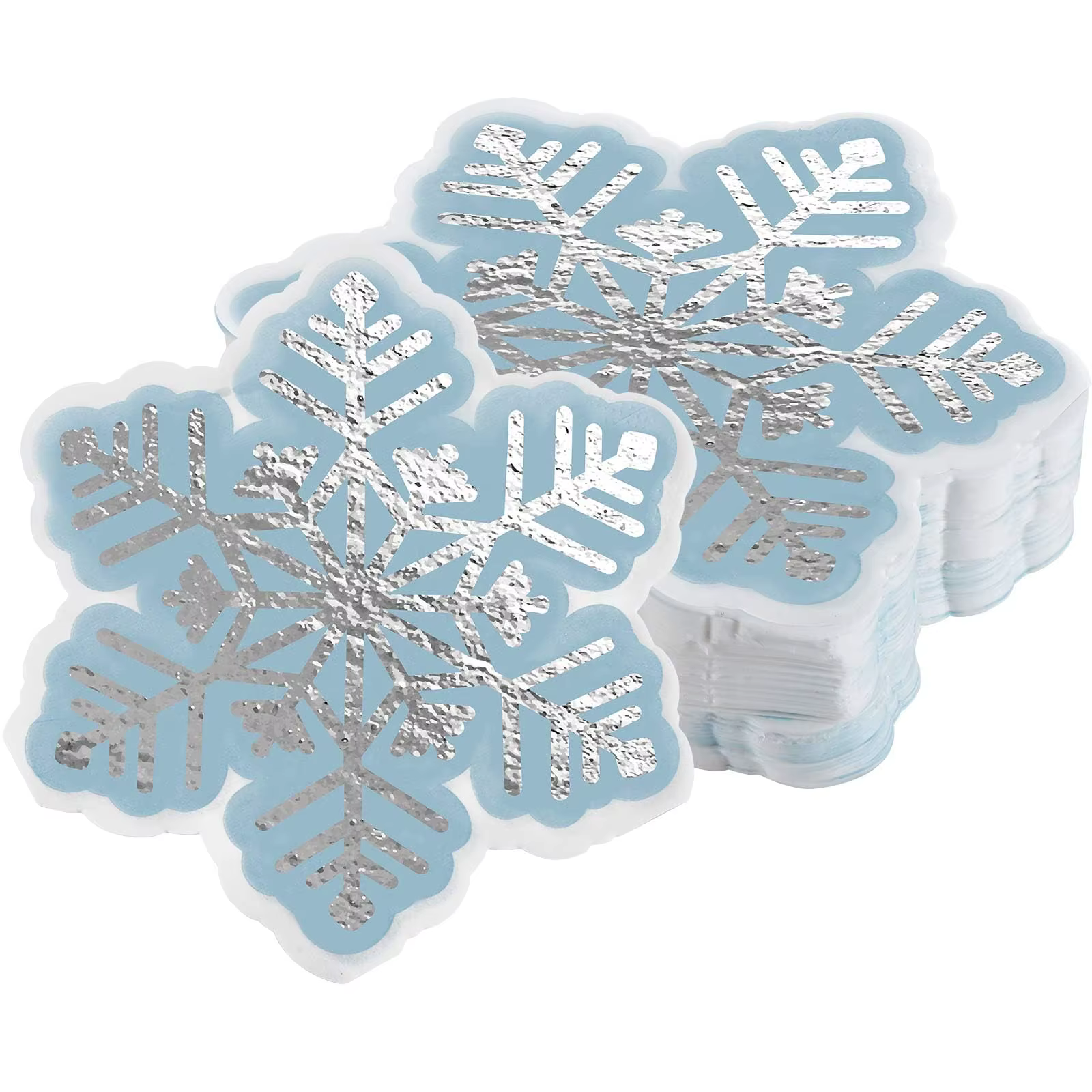 40/60/80/100 pièces serviettes flocon de neige argent bleu congelé papier serviette hiver pays des m