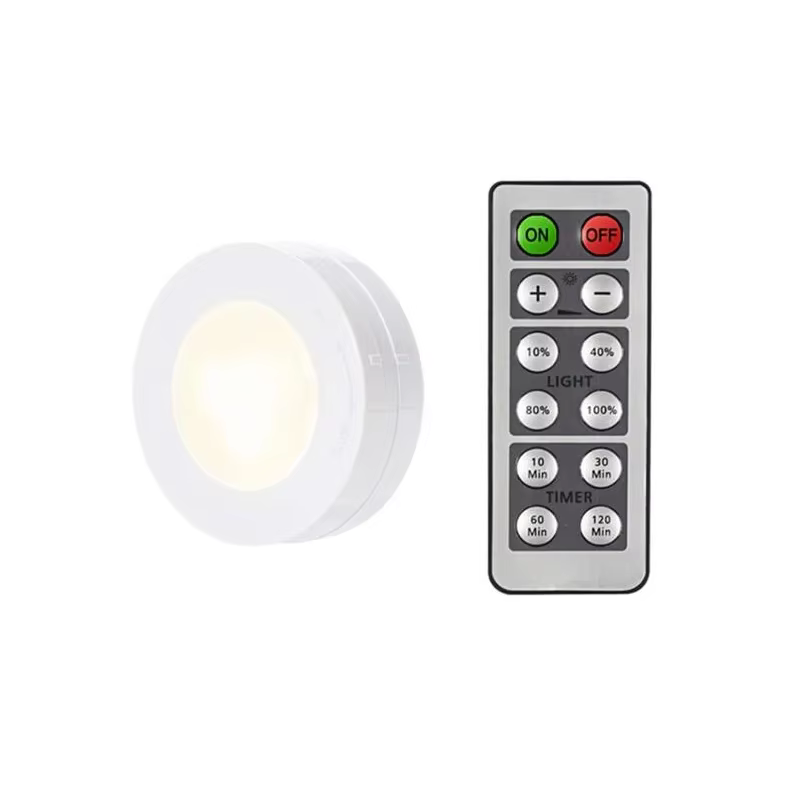 Puck lumineux LED sans fil sous-meuble, avec télécommande, lampe de nuit à intensité variable, alime