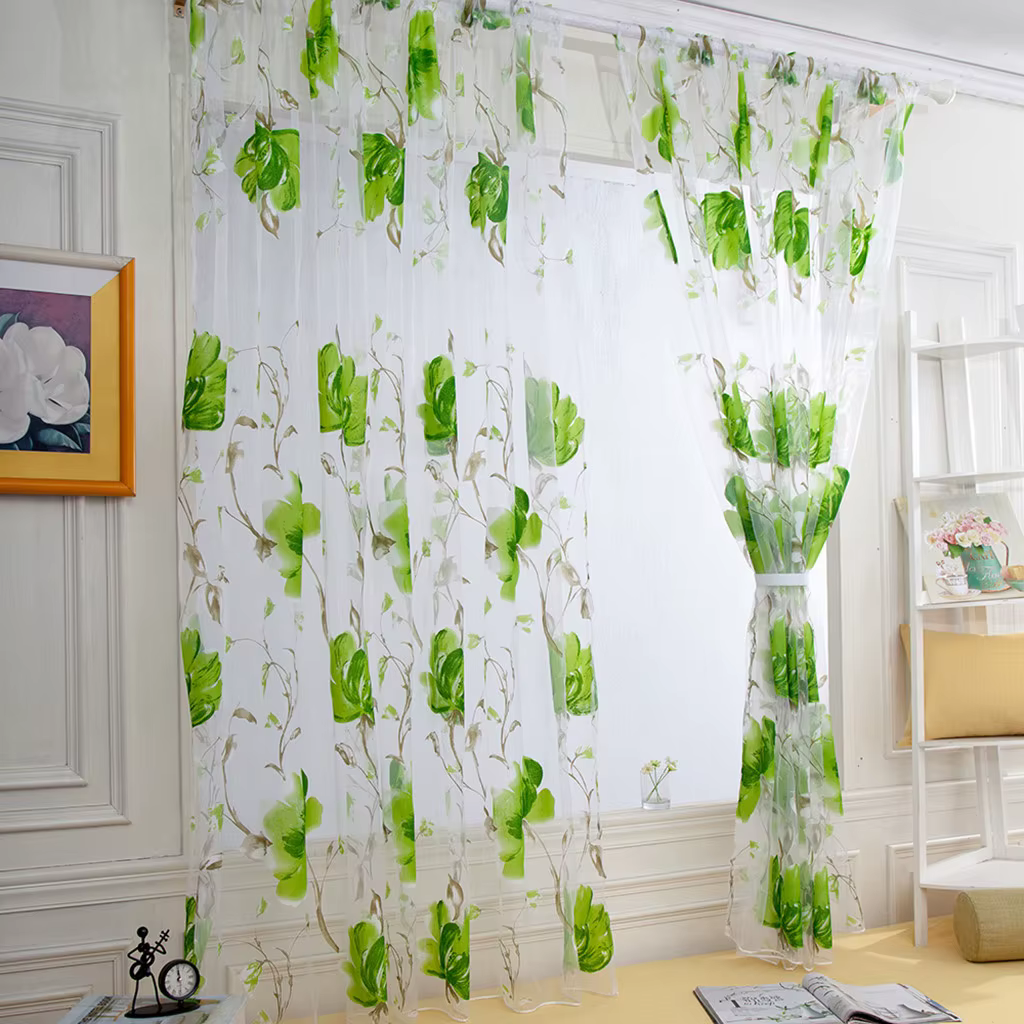 Rideaux en Tulle à fleurs pour salon, transparents blancs, pour porte de chambre à coucher, courts, 