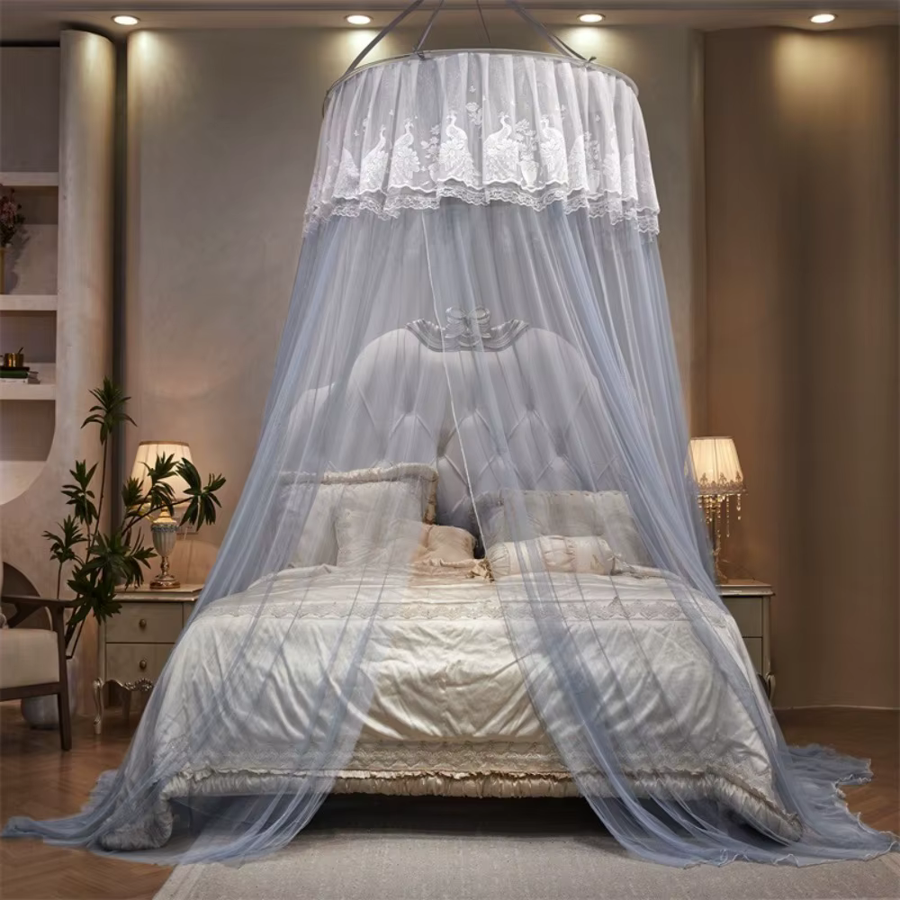 Moustiquaire de lit romantique en dentelle, style princesse, anti-insectes, en maille fine, grand es