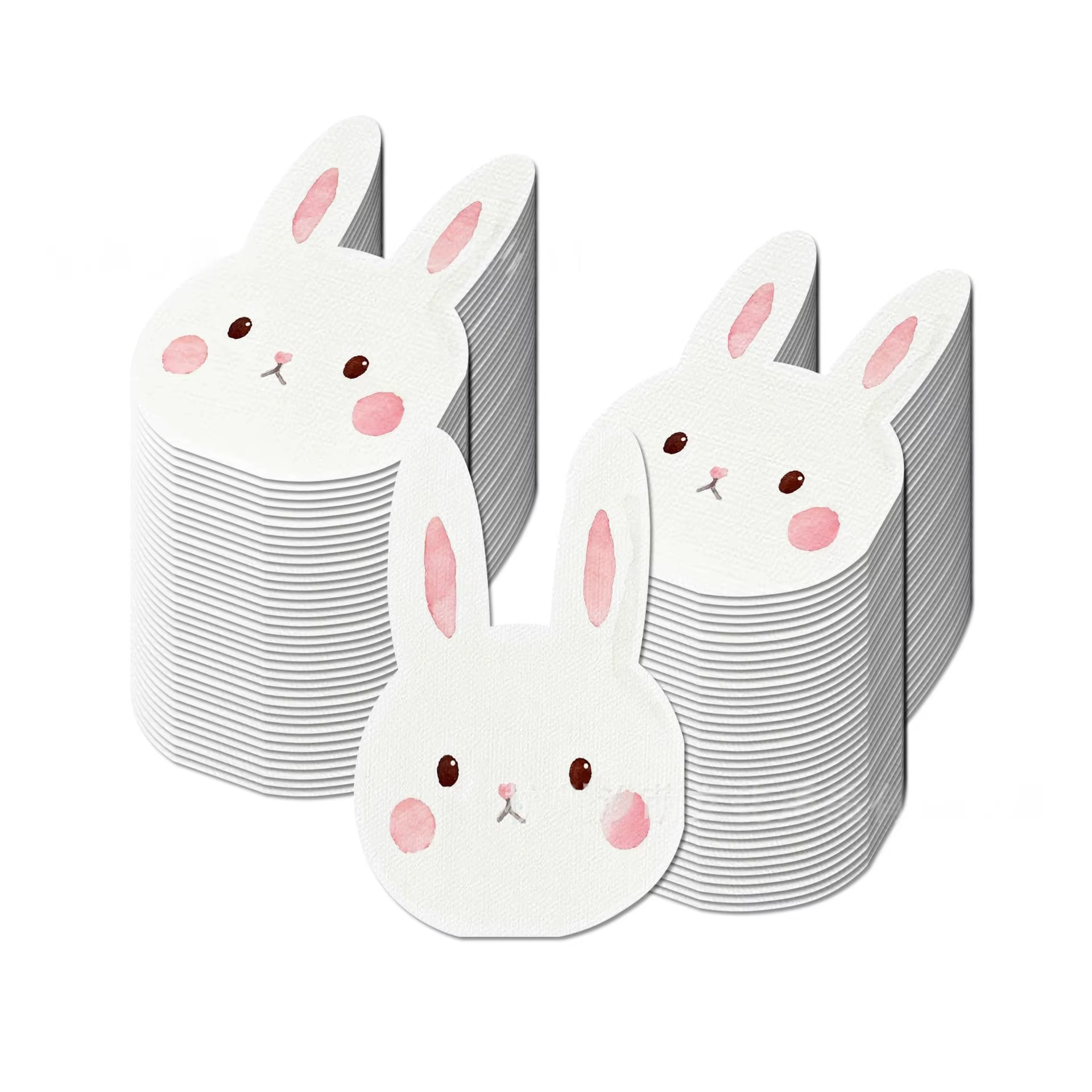 Serviettes en papier jetables en forme de lapin rose, 20 pièces, pour pâques, printemps, réception-c