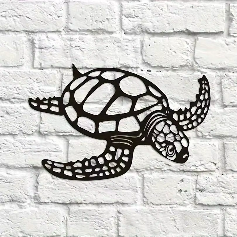 Sculpture murale en métal en forme de tortue de mer |   Décoration côtière sur le thème de la plage 