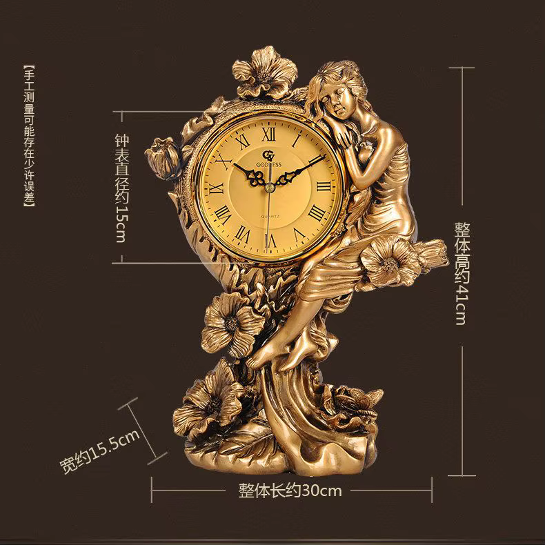 Horloge de bureau créative muette de salon de style européen, horloge de table simple pastorale, hor