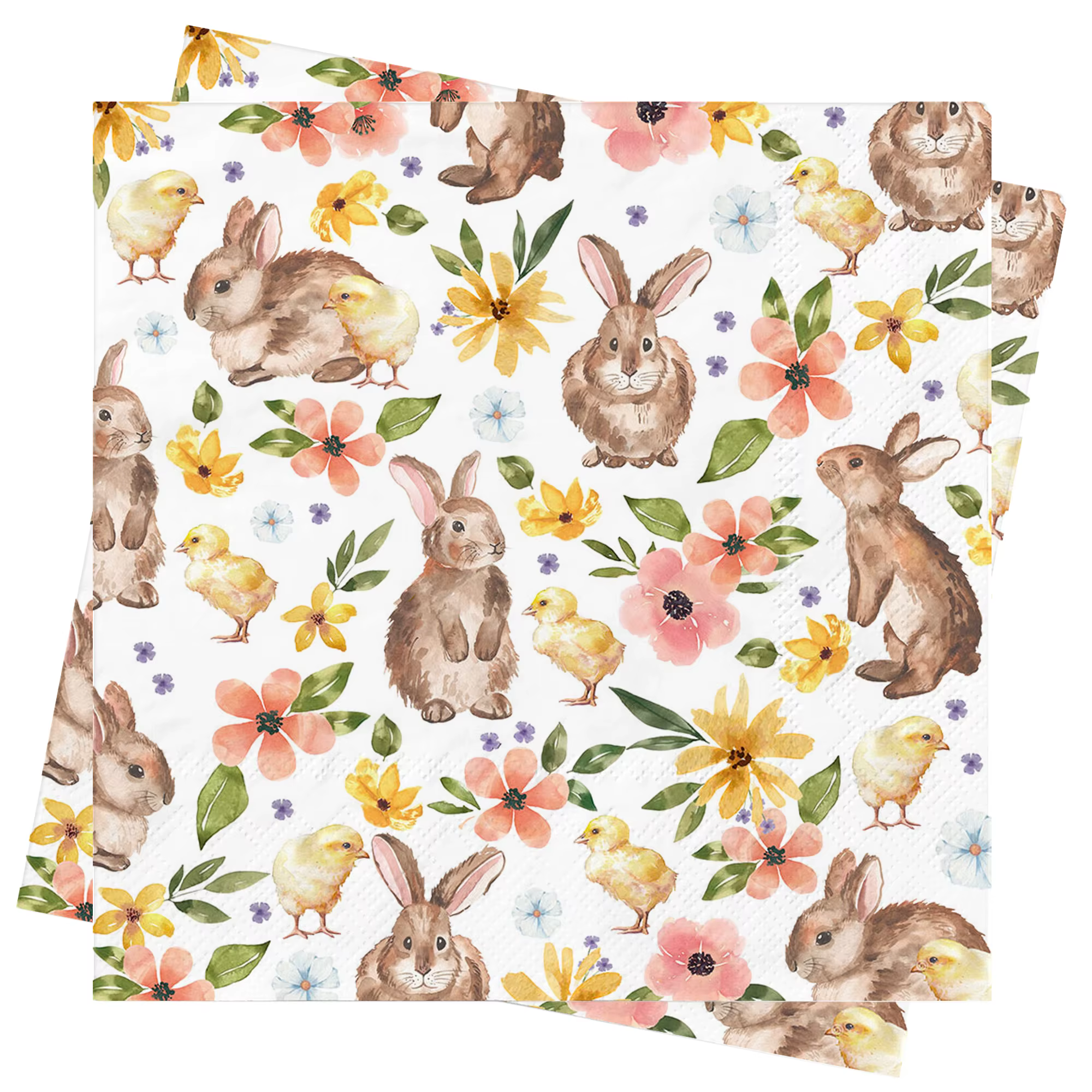 Serviettes joyeuses pâques, serviettes florales de printemps, fête de thé de l'après-midi, lapin de 