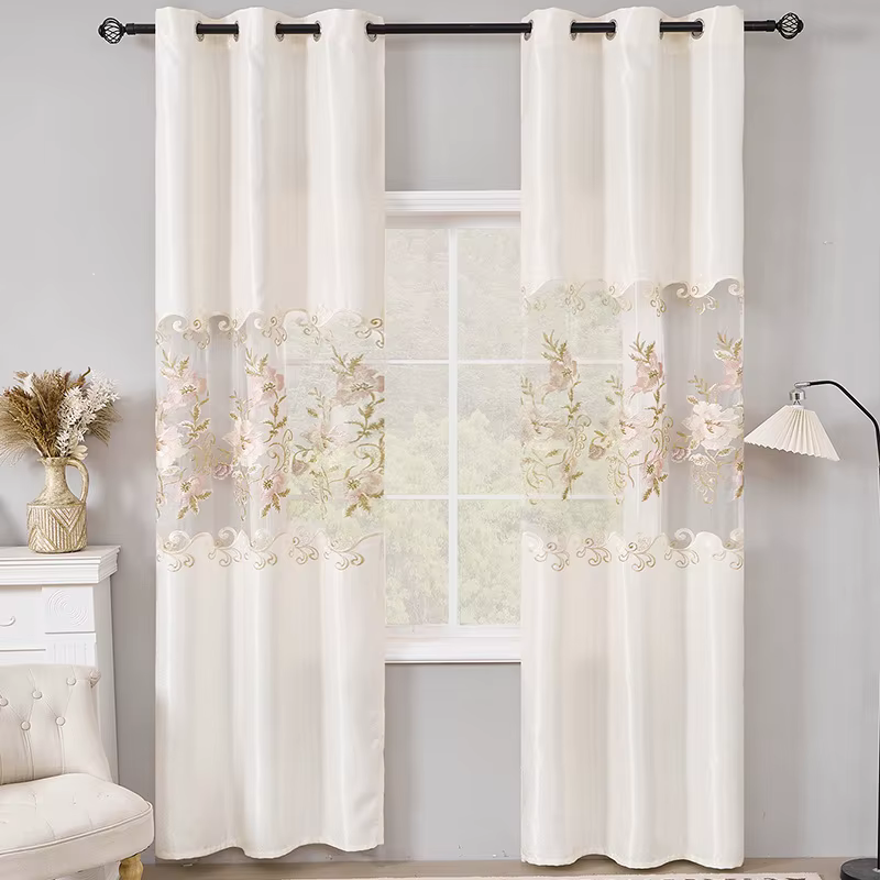 Rideaux blancs brodés de luxe européens, pour salon, chambre à coucher, petite porte fenêtre avec an